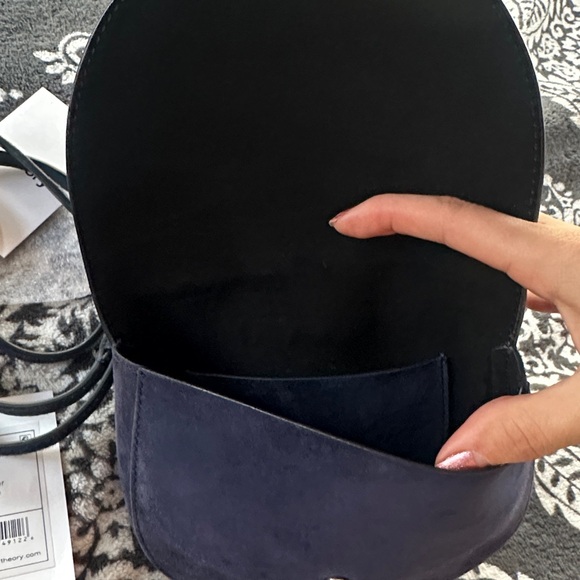 🔥 THEORY Whitney Suede Shoulder Bag navy blazer with tags!